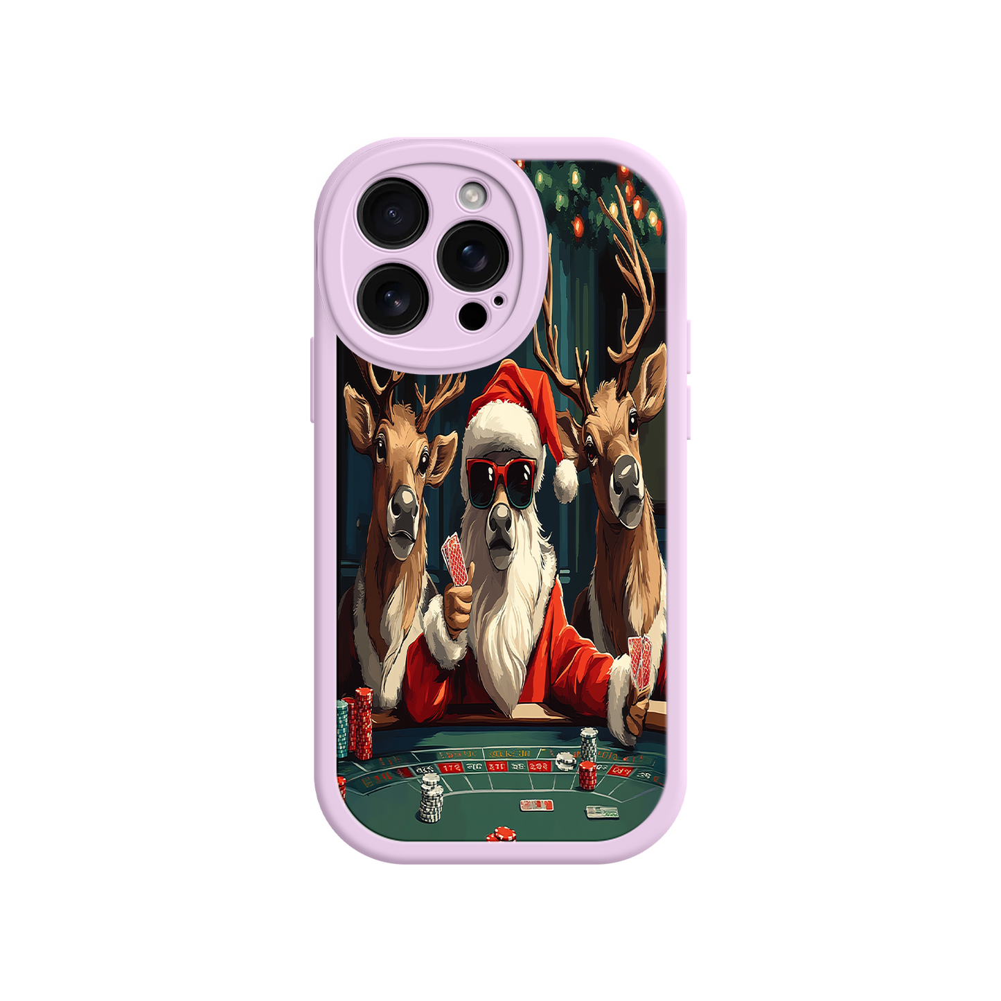 #MC0039 Factory Wholesale Santa Claus Poker iPhone 17 Case – Funny Christmas Design, Holiday Pet Humor, Reindeer Game Night