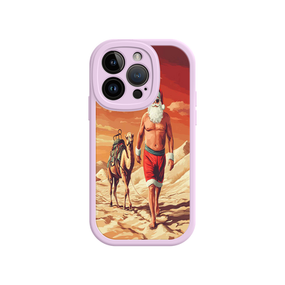 #MC0028 Factory Wholesale Desert Santa iPhone 17 Case – Funny Christmas Design, Muscular Santa & Camel, Holiday Heat Vibes