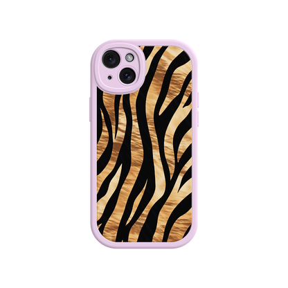 #MC0011 Factory Wholesale Tiger Stripe iPhone Case – Bold Animal Print with Olive Green Frame