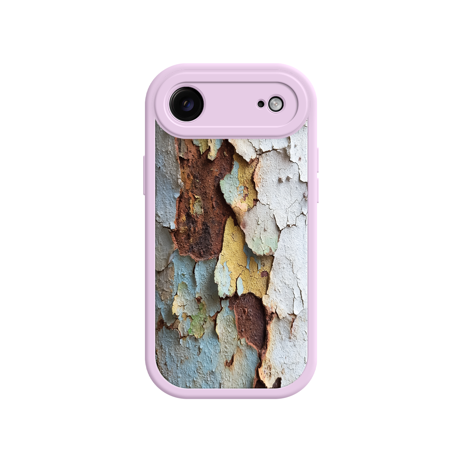 Peeling paint iPhone case in white, blue, and rust colors