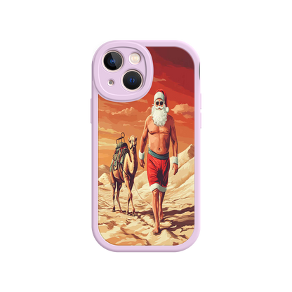 #MC0028 Factory Wholesale Desert Santa iPhone 17 Case – Funny Christmas Design, Muscular Santa & Camel, Holiday Heat Vibes