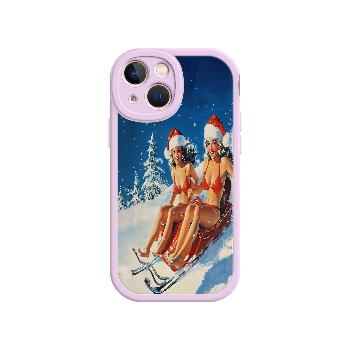 #MC0027 Factory Wholesale Santa Bikini Sled iPhone 17 Case – Funny Christmas Design, Sexy Holiday Vibes, Winter Wonderland Art