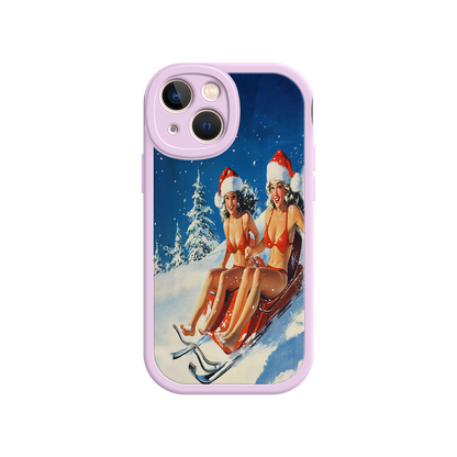 #MC0027 Factory Wholesale Santa Bikini Sled iPhone 17 Case – Funny Christmas Design, Sexy Holiday Vibes, Winter Wonderland Art