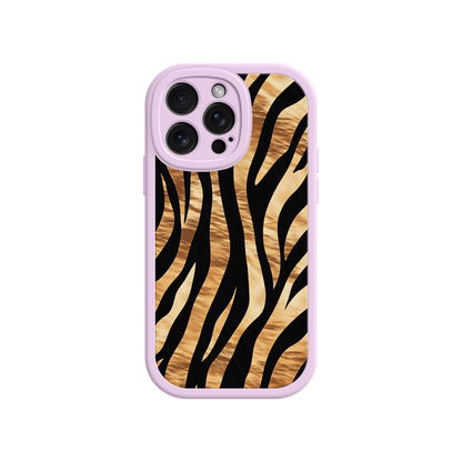 #MC0011 Factory Wholesale Tiger Stripe iPhone Case – Bold Animal Print with Olive Green Frame
