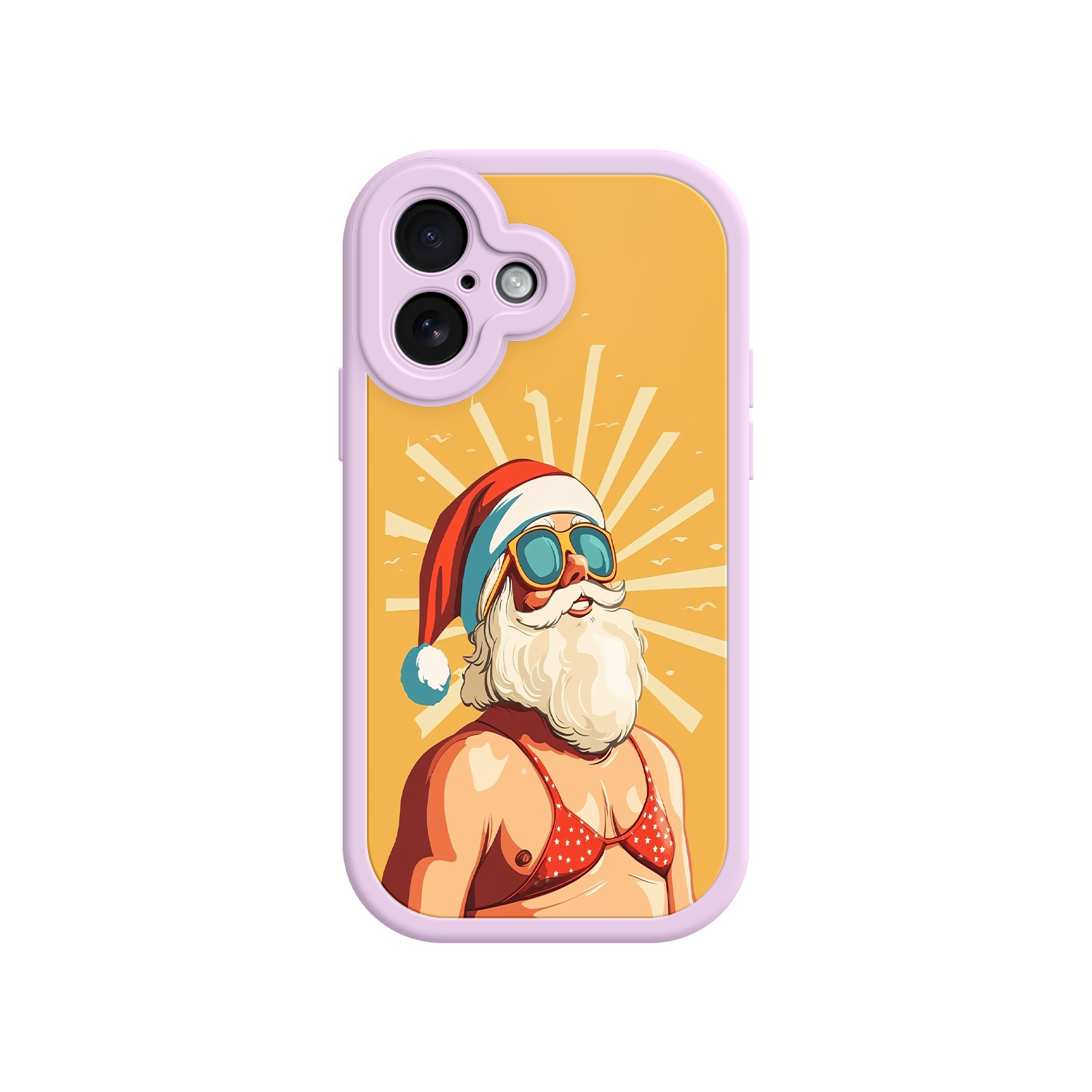 Bold iPhone case with humorous Santa beach design