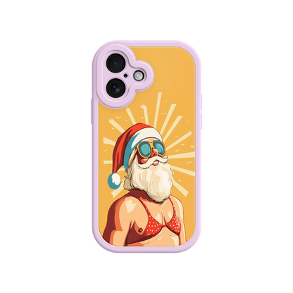 Bold iPhone case with humorous Santa beach design