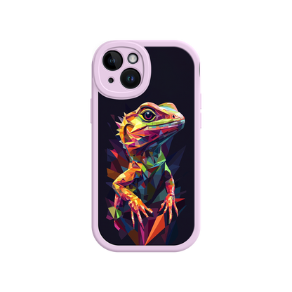 #MC0024 Factory Wholesale Geometric Lizard iPhone 17 Case – Colorful Polygon Art, Protective Animal Print Cover, Bold Reptile Design