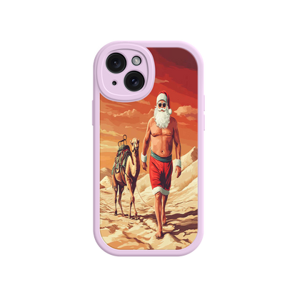 #MC0028 Factory Wholesale Desert Santa iPhone 17 Case – Funny Christmas Design, Muscular Santa & Camel, Holiday Heat Vibes