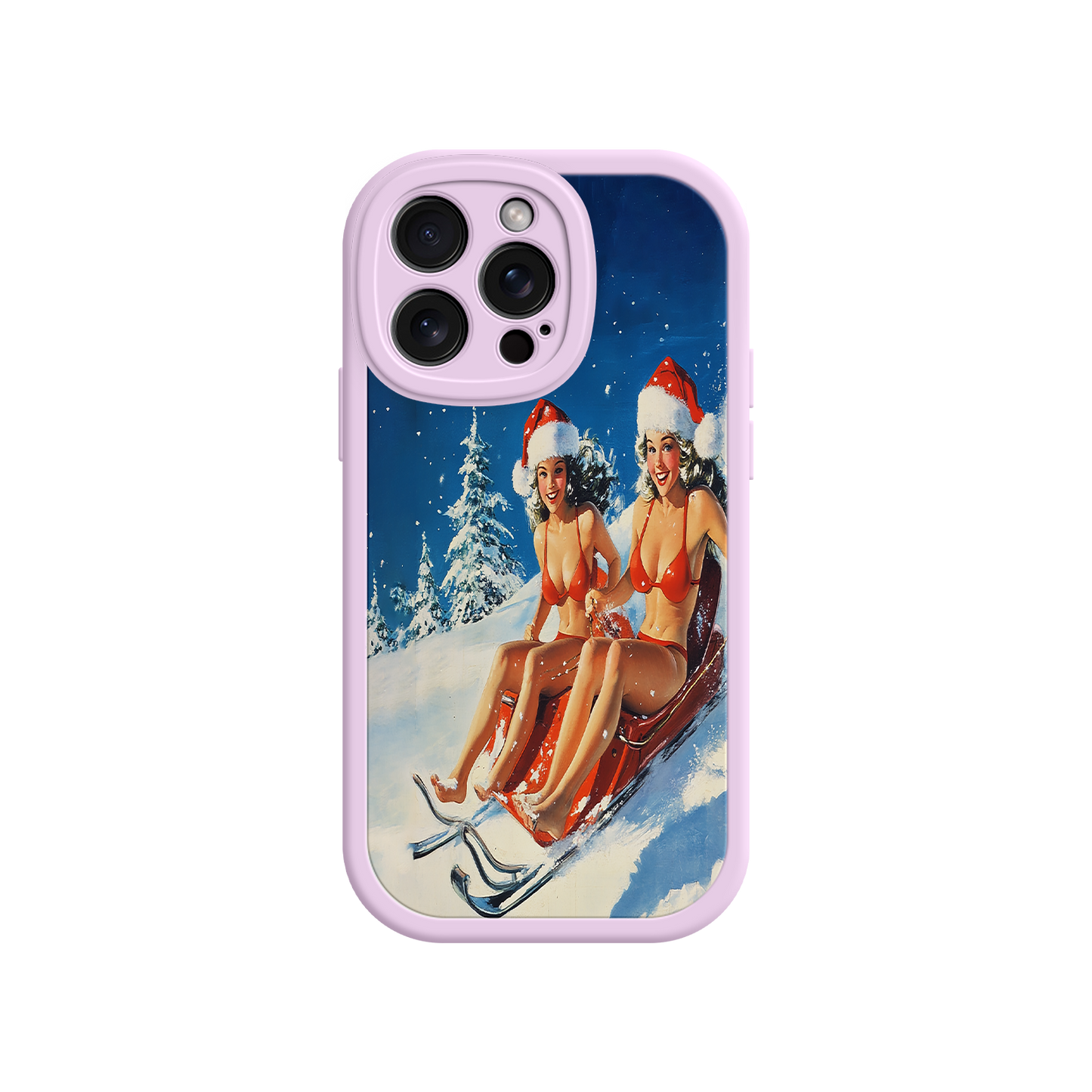 #MC0027 Factory Wholesale Santa Bikini Sled iPhone 17 Case – Funny Christmas Design, Sexy Holiday Vibes, Winter Wonderland Art