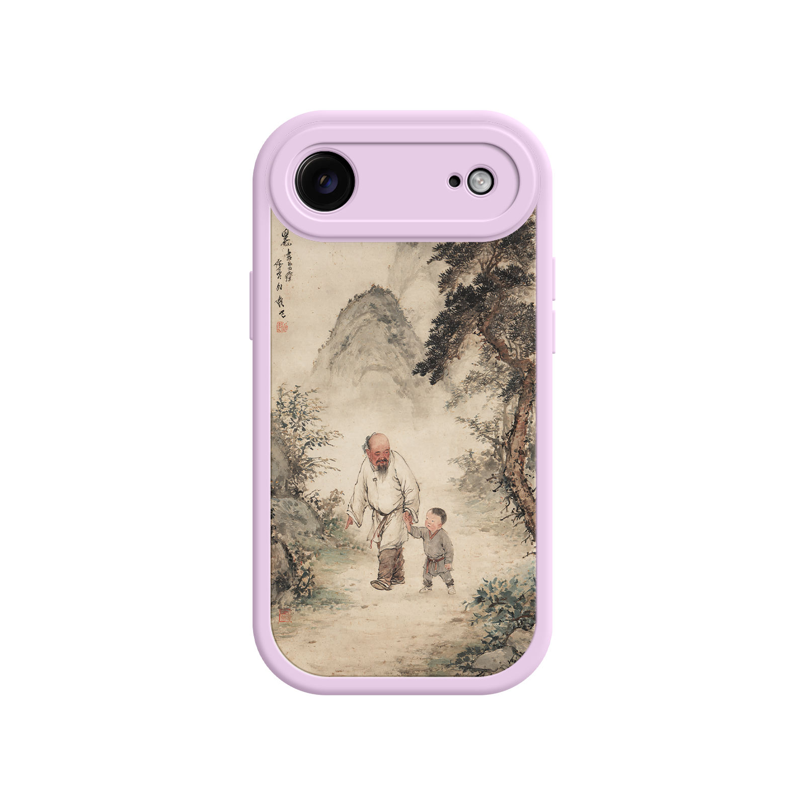 Chinese scroll-style phone case with family theme