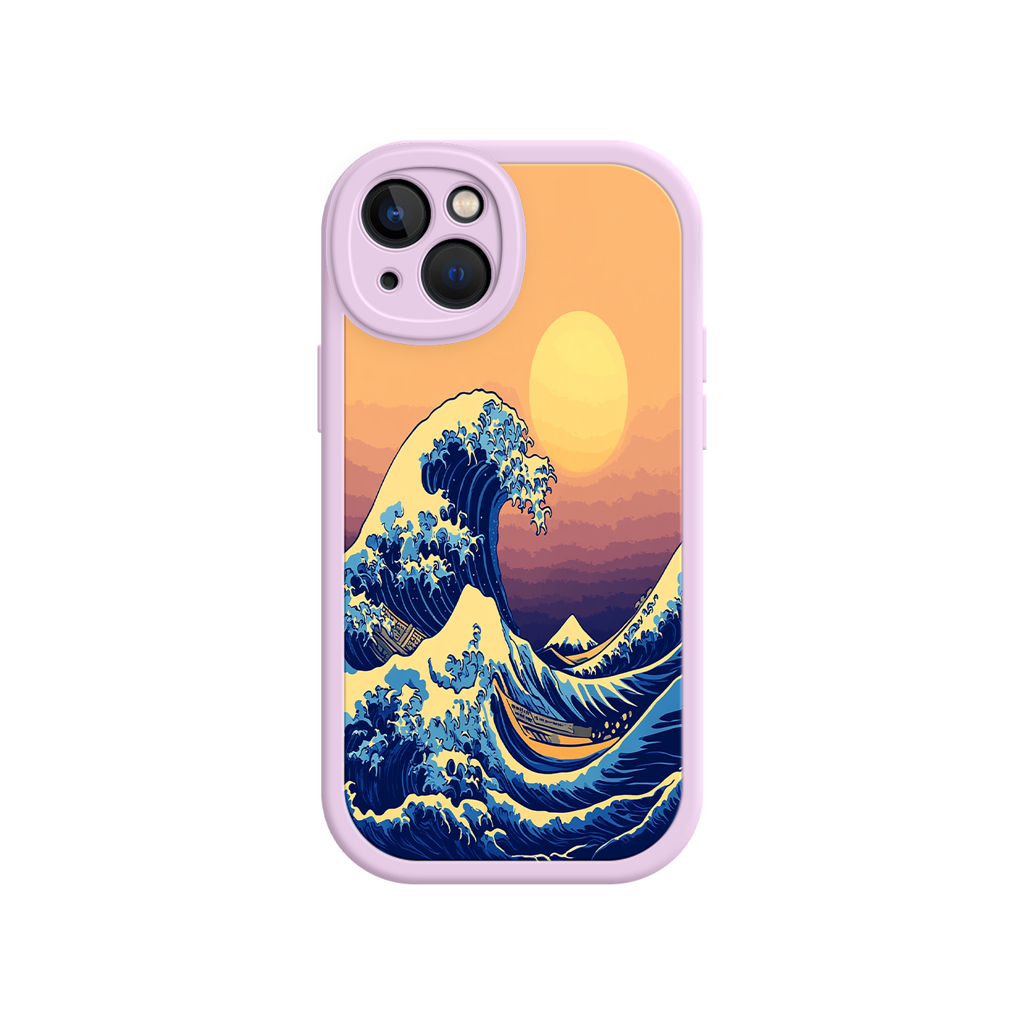 #MC0012 Factory Wholesale Great Wave Sunset iPhone Case – Japanese Art with Ocean & Mountain Design