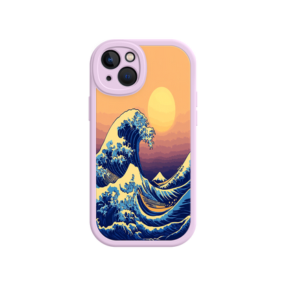 #MC0012 Factory Wholesale Great Wave Sunset iPhone Case – Japanese Art with Ocean & Mountain Design