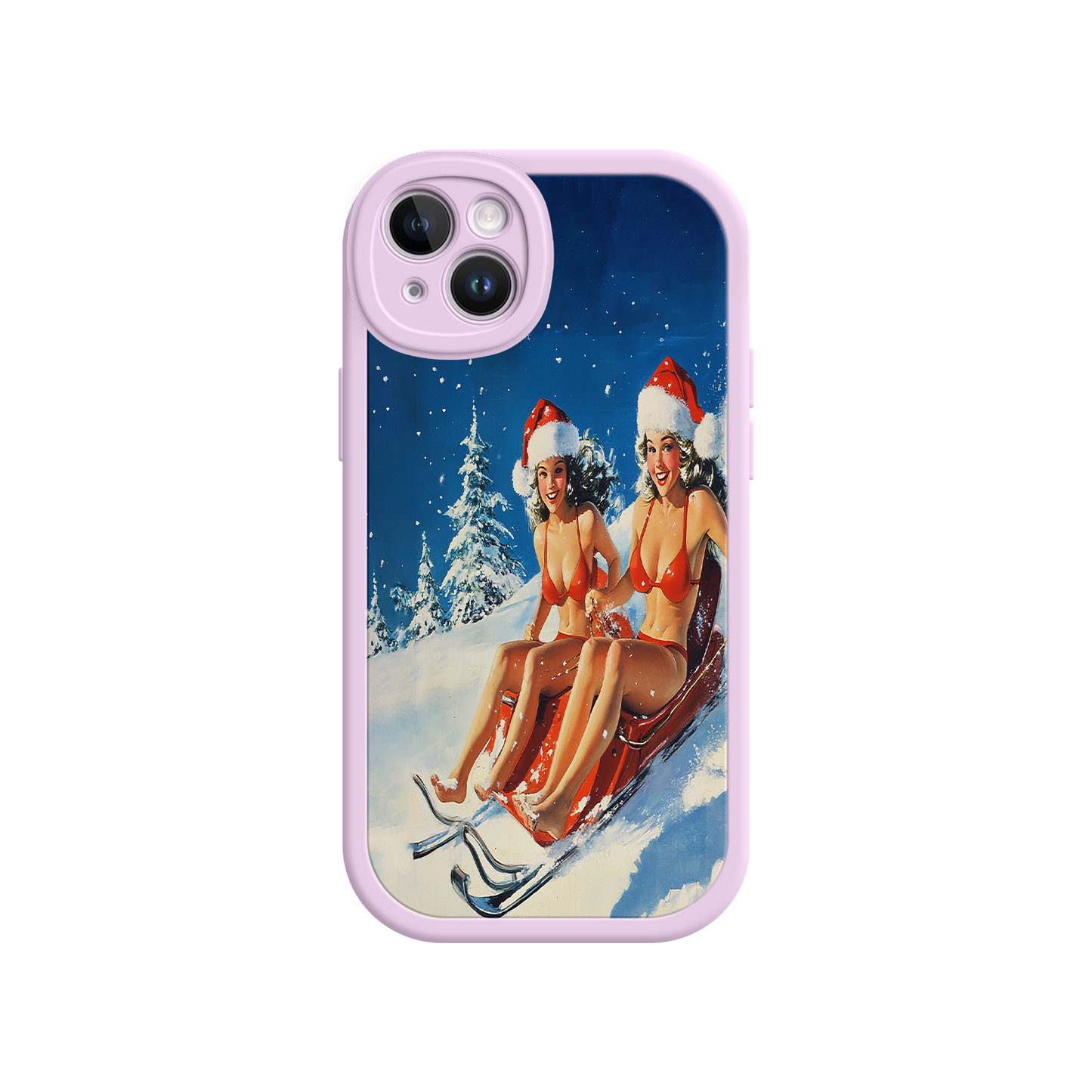 #MC0027 Factory Wholesale Santa Bikini Sled iPhone 17 Case – Funny Christmas Design, Sexy Holiday Vibes, Winter Wonderland Art
