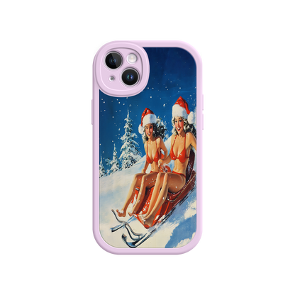 #MC0027 Factory Wholesale Santa Bikini Sled iPhone 17 Case – Funny Christmas Design, Sexy Holiday Vibes, Winter Wonderland Art