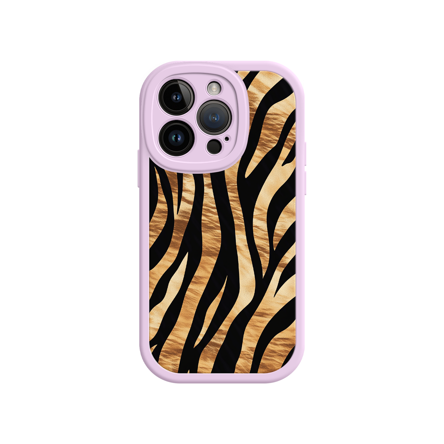#MC0011 Factory Wholesale Tiger Stripe iPhone Case – Bold Animal Print with Olive Green Frame