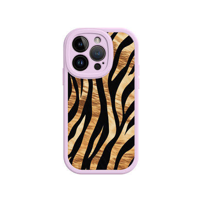 #MC0011 Factory Wholesale Tiger Stripe iPhone Case – Bold Animal Print with Olive Green Frame