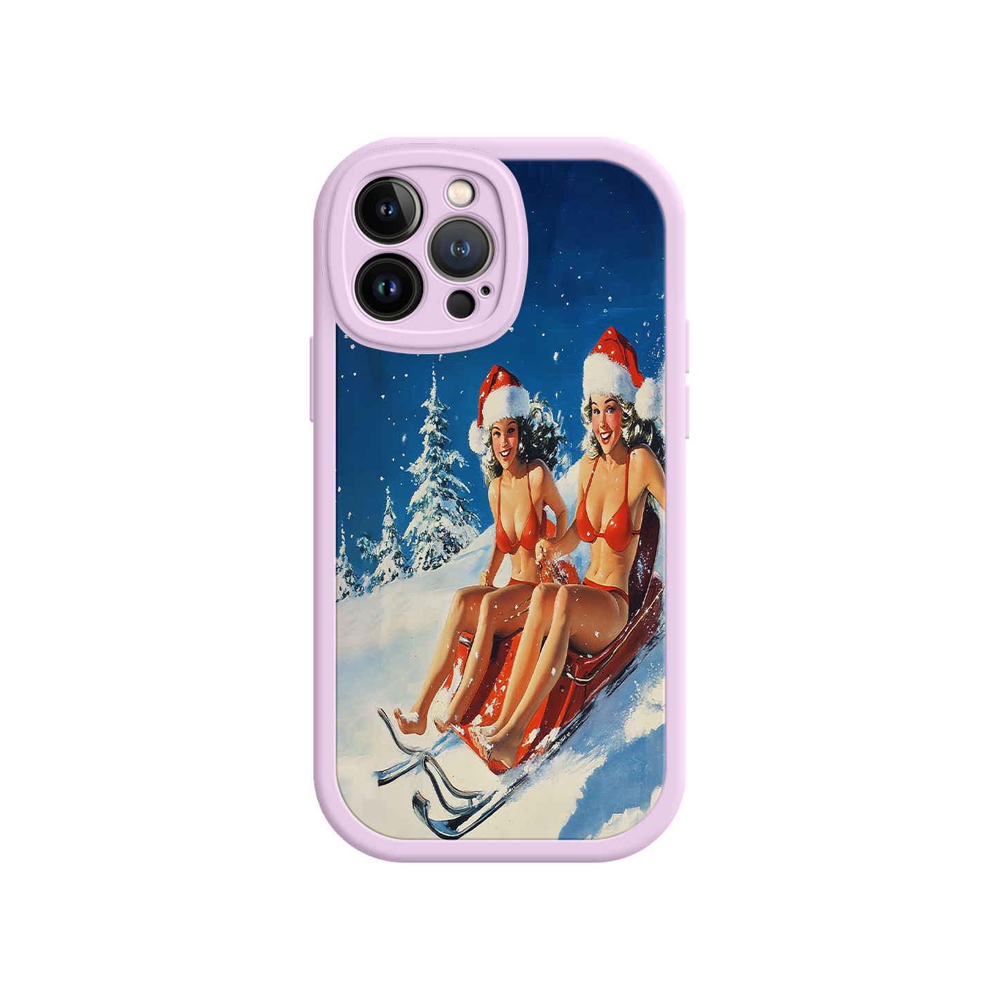 #MC0027 Factory Wholesale Santa Bikini Sled iPhone 17 Case – Funny Christmas Design, Sexy Holiday Vibes, Winter Wonderland Art
