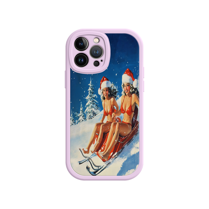 #MC0027 Factory Wholesale Santa Bikini Sled iPhone 17 Case – Funny Christmas Design, Sexy Holiday Vibes, Winter Wonderland Art