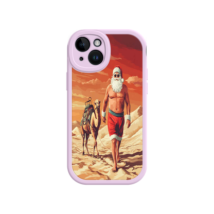 #MC0028 Factory Wholesale Desert Santa iPhone 17 Case – Funny Christmas Design, Muscular Santa & Camel, Holiday Heat Vibes