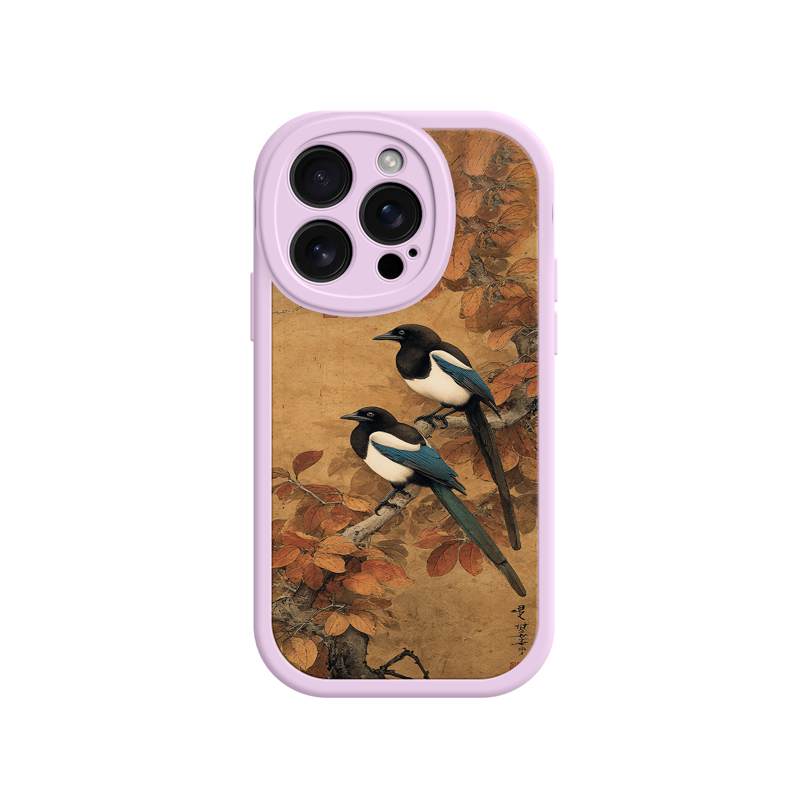 Autumn-inspired phone case with traditional artwork