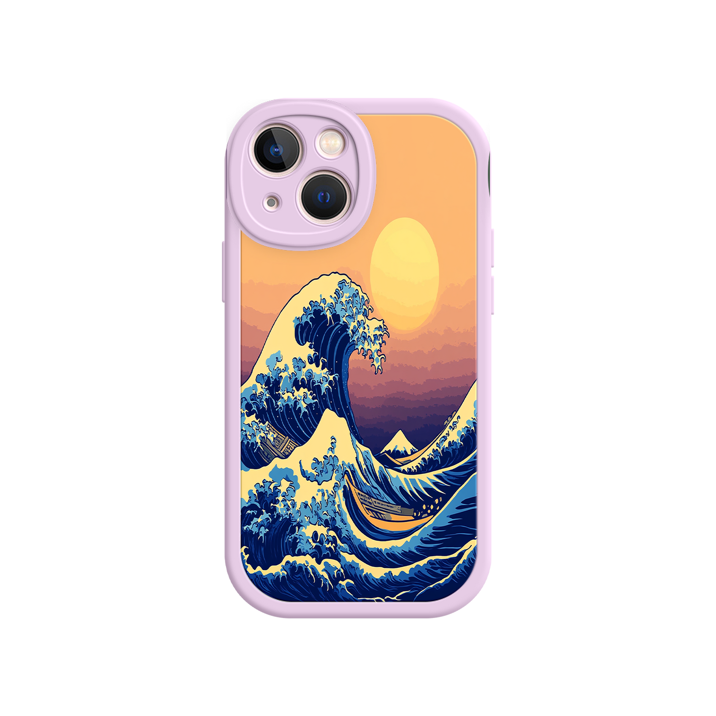 #MC0012 Factory Wholesale Great Wave Sunset iPhone Case – Japanese Art with Ocean & Mountain Design