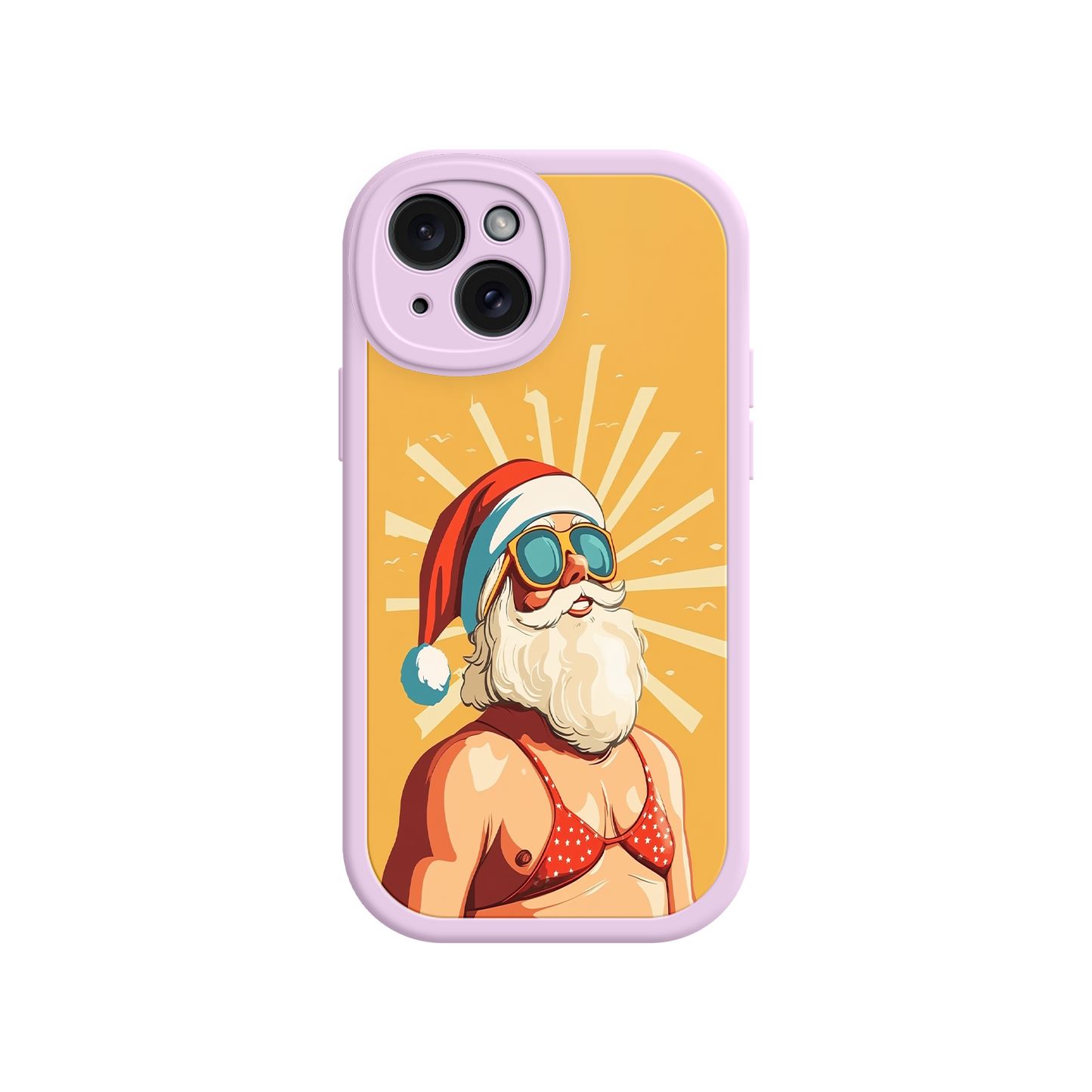 Tropical Christmas phone case with funny Santa art