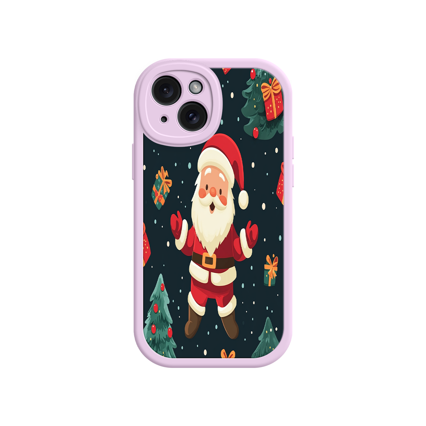 #MC0032 Factory Wholesale Festive Santa iPhone 17 Case – Christmas Holiday Design, Jolly Santa Claus, Gift Boxes & Trees