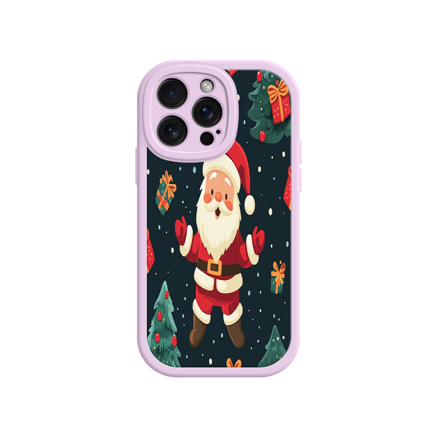#MC0032 Factory Wholesale Festive Santa iPhone 17 Case – Christmas Holiday Design, Jolly Santa Claus, Gift Boxes & Trees