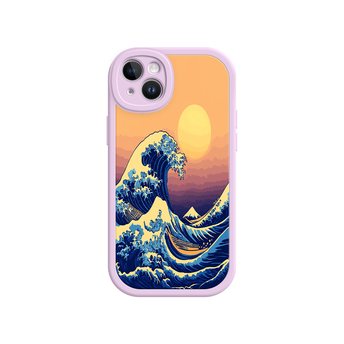 #MC0012 Factory Wholesale Great Wave Sunset iPhone Case – Japanese Art with Ocean & Mountain Design