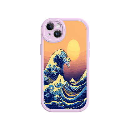 #MC0012 Factory Wholesale Great Wave Sunset iPhone Case – Japanese Art with Ocean & Mountain Design