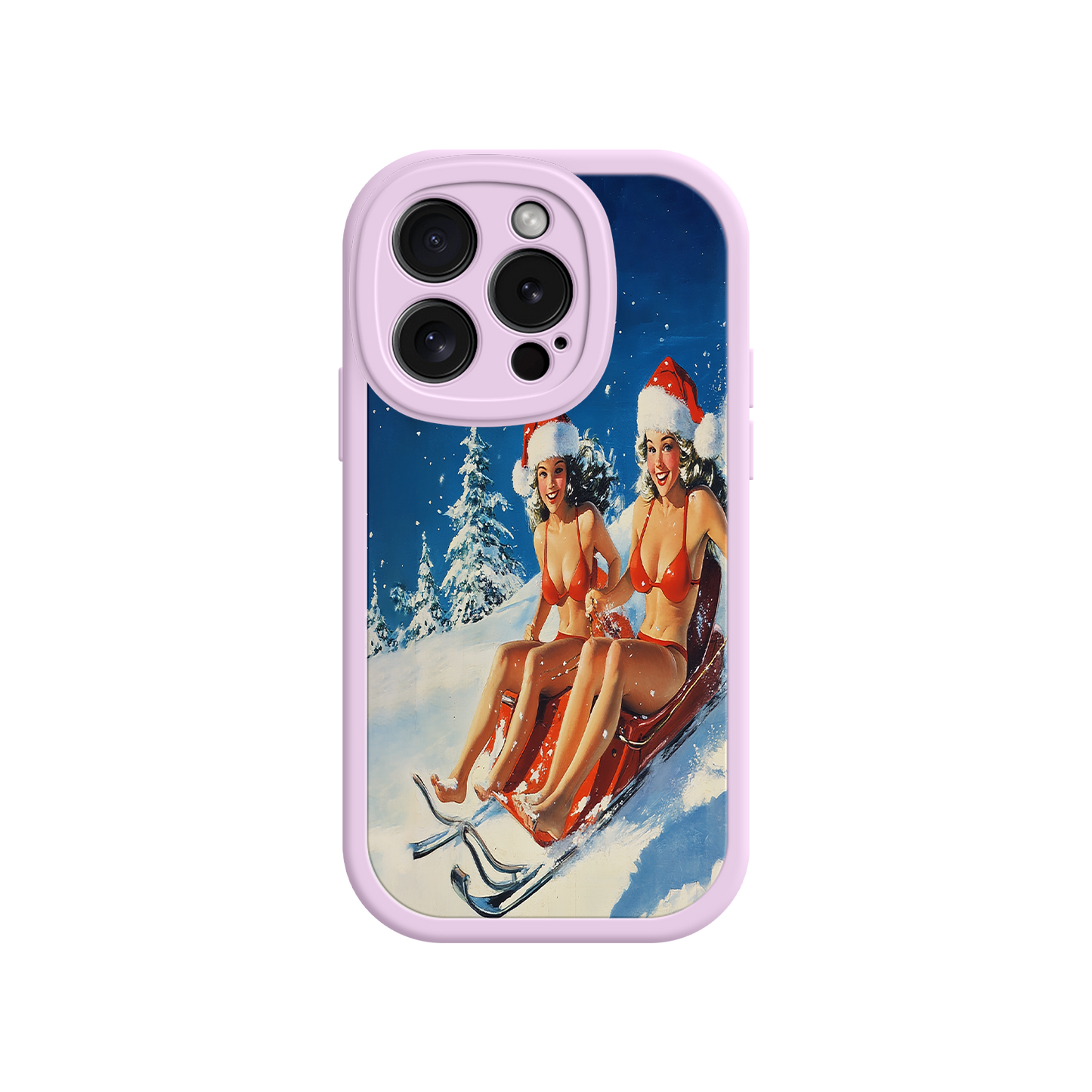 #MC0027 Factory Wholesale Santa Bikini Sled iPhone 17 Case – Funny Christmas Design, Sexy Holiday Vibes, Winter Wonderland Art