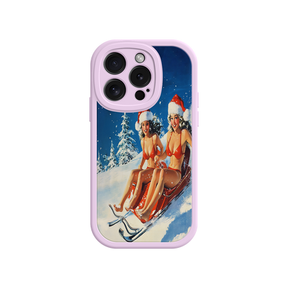 #MC0027 Factory Wholesale Santa Bikini Sled iPhone 17 Case – Funny Christmas Design, Sexy Holiday Vibes, Winter Wonderland Art