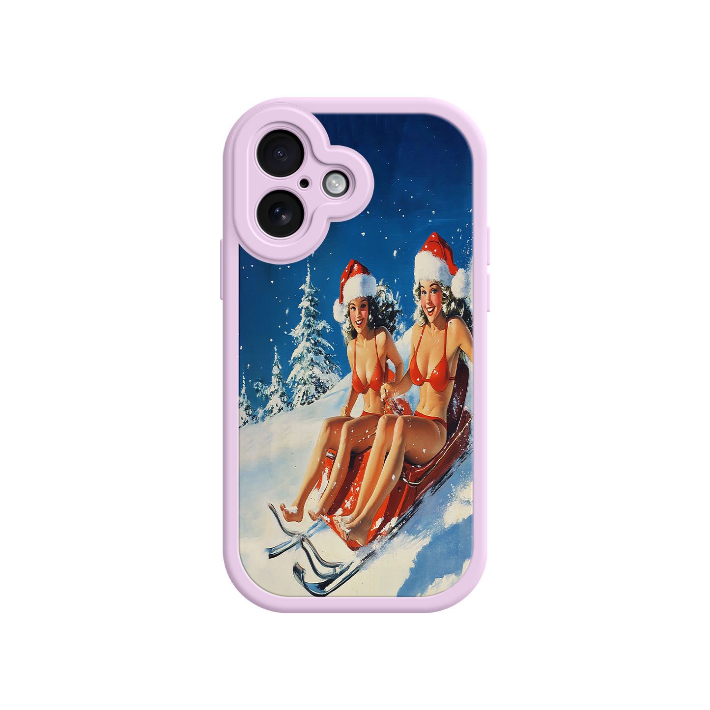 #MC0027 Factory Wholesale Santa Bikini Sled iPhone 17 Case – Funny Christmas Design, Sexy Holiday Vibes, Winter Wonderland Art