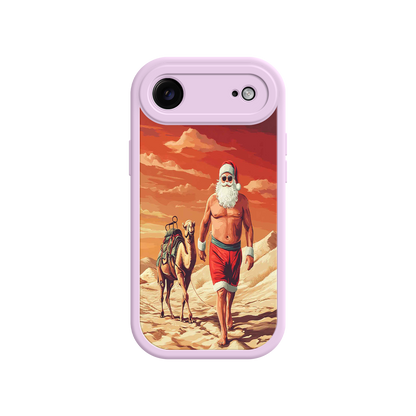 #MC0028 Factory Wholesale Desert Santa iPhone 17 Case – Funny Christmas Design, Muscular Santa & Camel, Holiday Heat Vibes
