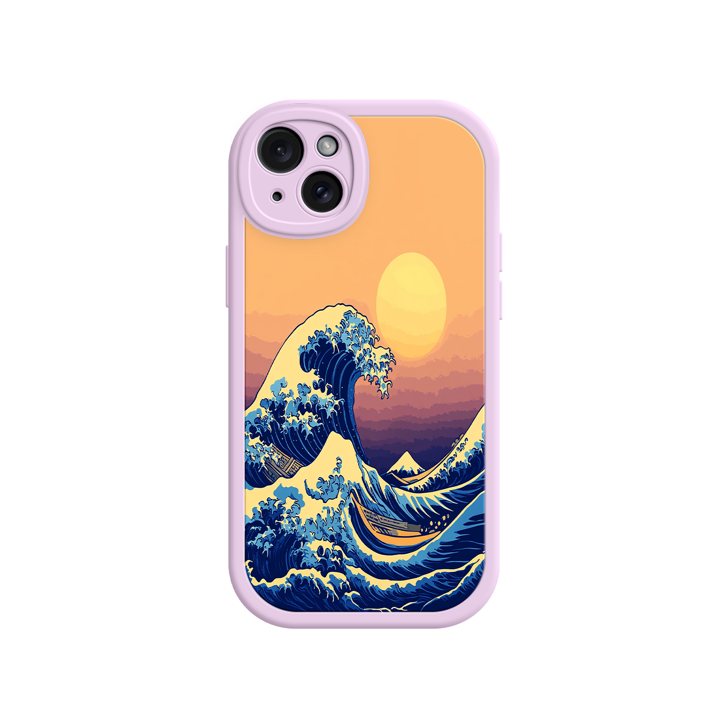 #MC0012 Factory Wholesale Great Wave Sunset iPhone Case – Japanese Art with Ocean & Mountain Design