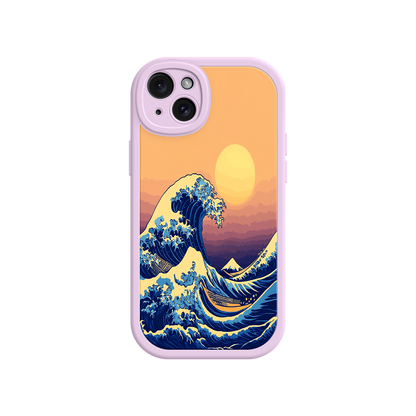 #MC0012 Factory Wholesale Great Wave Sunset iPhone Case – Japanese Art with Ocean & Mountain Design