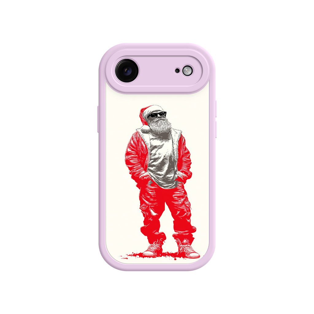 Christmas phone case with bold red Santa illustration
