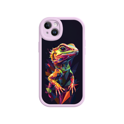 #MC0024 Factory Wholesale Geometric Lizard iPhone 17 Case – Colorful Polygon Art, Protective Animal Print Cover, Bold Reptile Design