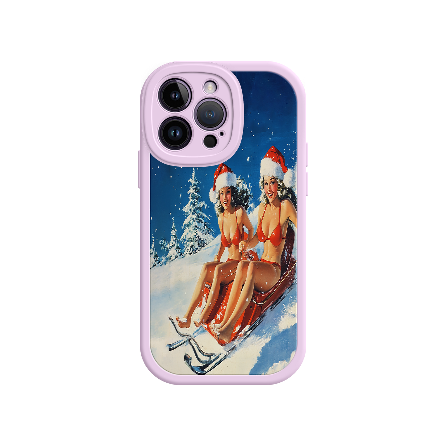 #MC0027 Factory Wholesale Santa Bikini Sled iPhone 17 Case – Funny Christmas Design, Sexy Holiday Vibes, Winter Wonderland Art