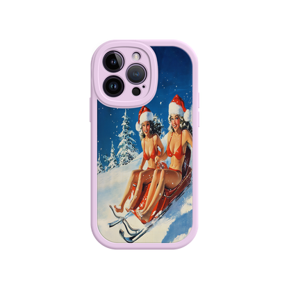 #MC0027 Factory Wholesale Santa Bikini Sled iPhone 17 Case – Funny Christmas Design, Sexy Holiday Vibes, Winter Wonderland Art