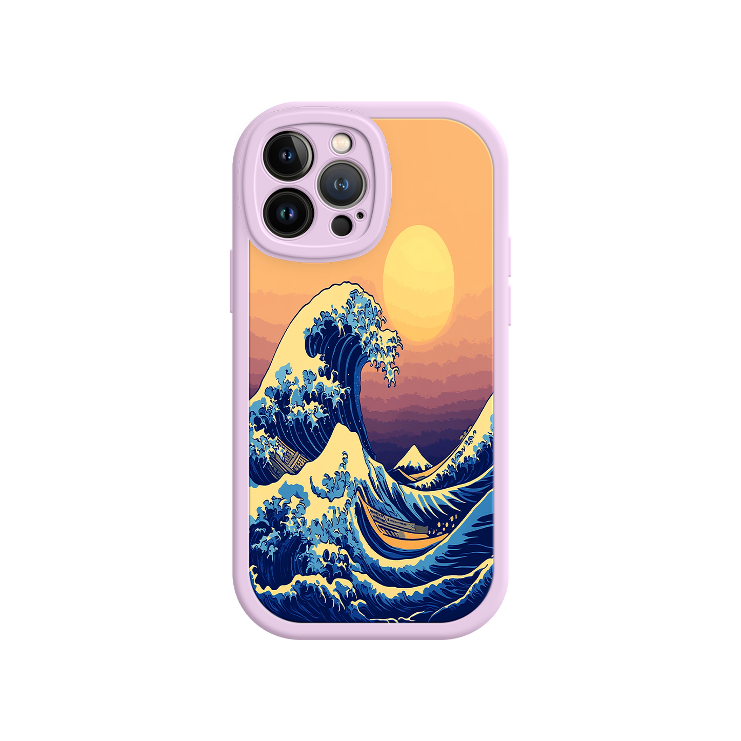 #MC0012 Factory Wholesale Great Wave Sunset iPhone Case – Japanese Art with Ocean & Mountain Design