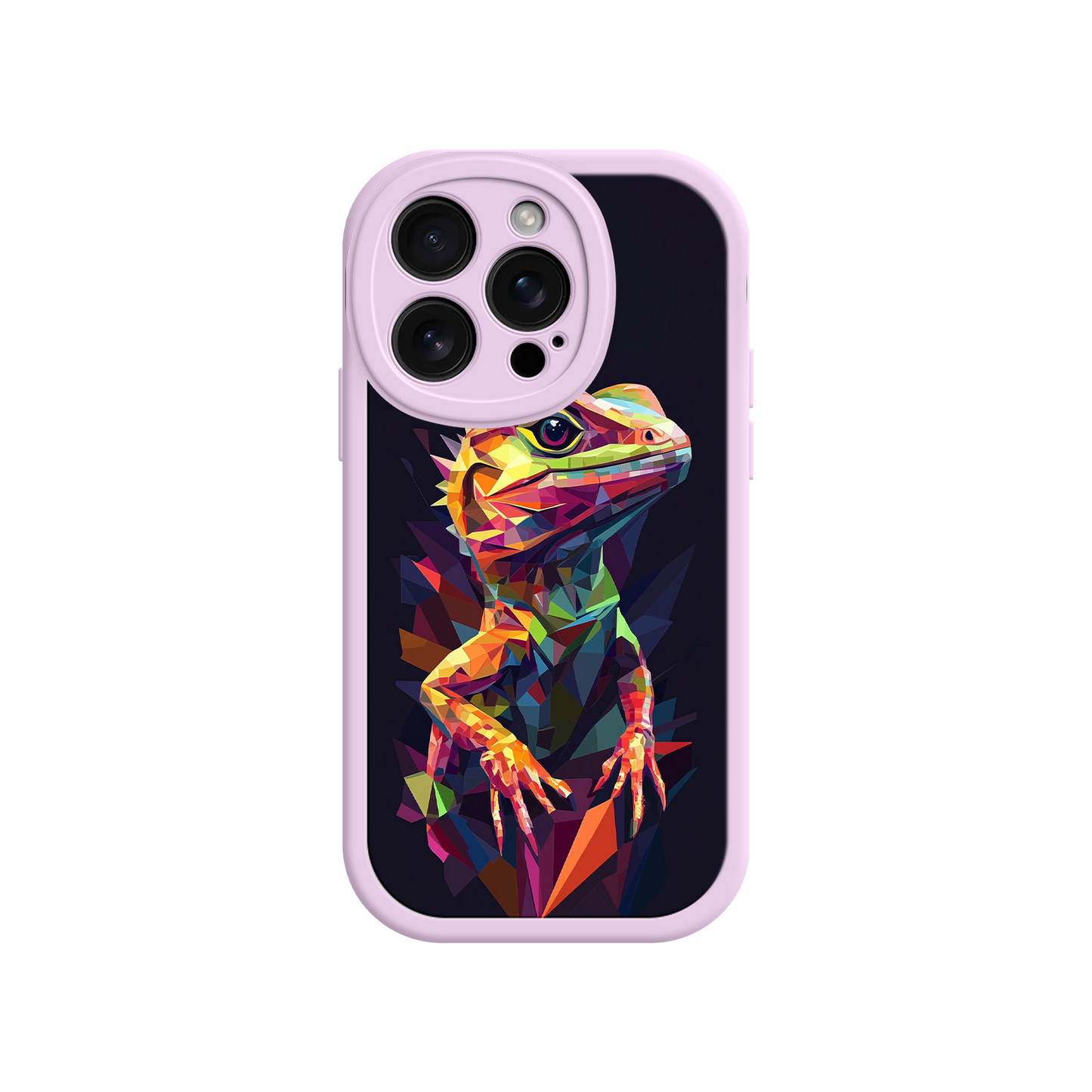 #MC0024 Factory Wholesale Geometric Lizard iPhone 17 Case – Colorful Polygon Art, Protective Animal Print Cover, Bold Reptile Design