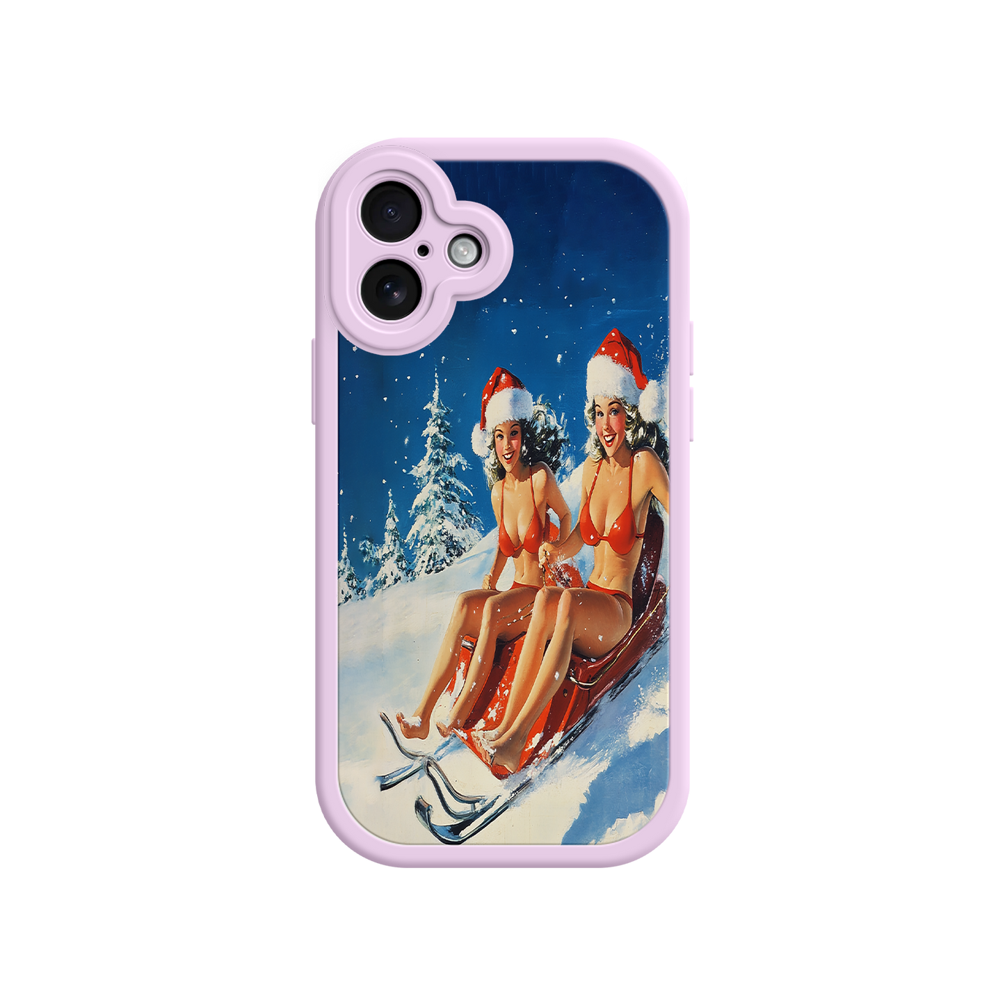 #MC0027 Factory Wholesale Santa Bikini Sled iPhone 17 Case – Funny Christmas Design, Sexy Holiday Vibes, Winter Wonderland Art