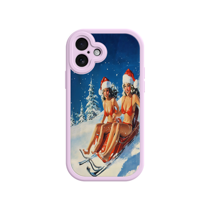 #MC0027 Factory Wholesale Santa Bikini Sled iPhone 17 Case – Funny Christmas Design, Sexy Holiday Vibes, Winter Wonderland Art