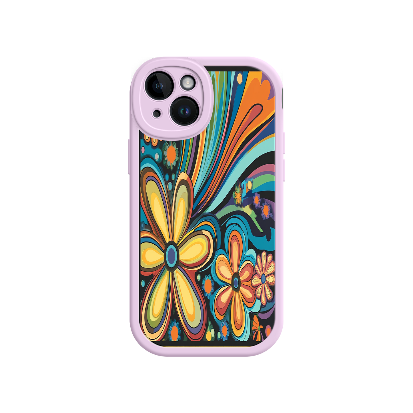 #MC0033 Factory Wholesale Psychedelic Floral iPhone 17 Case – Hippie Flower Power Design, 60s 70s Retro Vibes, Groovy Swirls