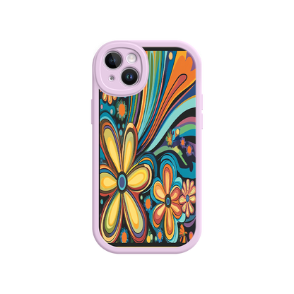 #MC0033 Factory Wholesale Psychedelic Floral iPhone 17 Case – Hippie Flower Power Design, 60s 70s Retro Vibes, Groovy Swirls