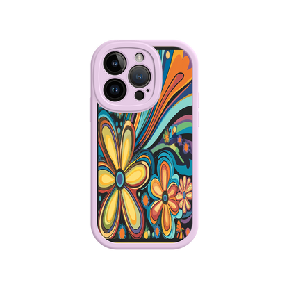 #MC0033 Factory Wholesale Psychedelic Floral iPhone 17 Case – Hippie Flower Power Design, 60s 70s Retro Vibes, Groovy Swirls