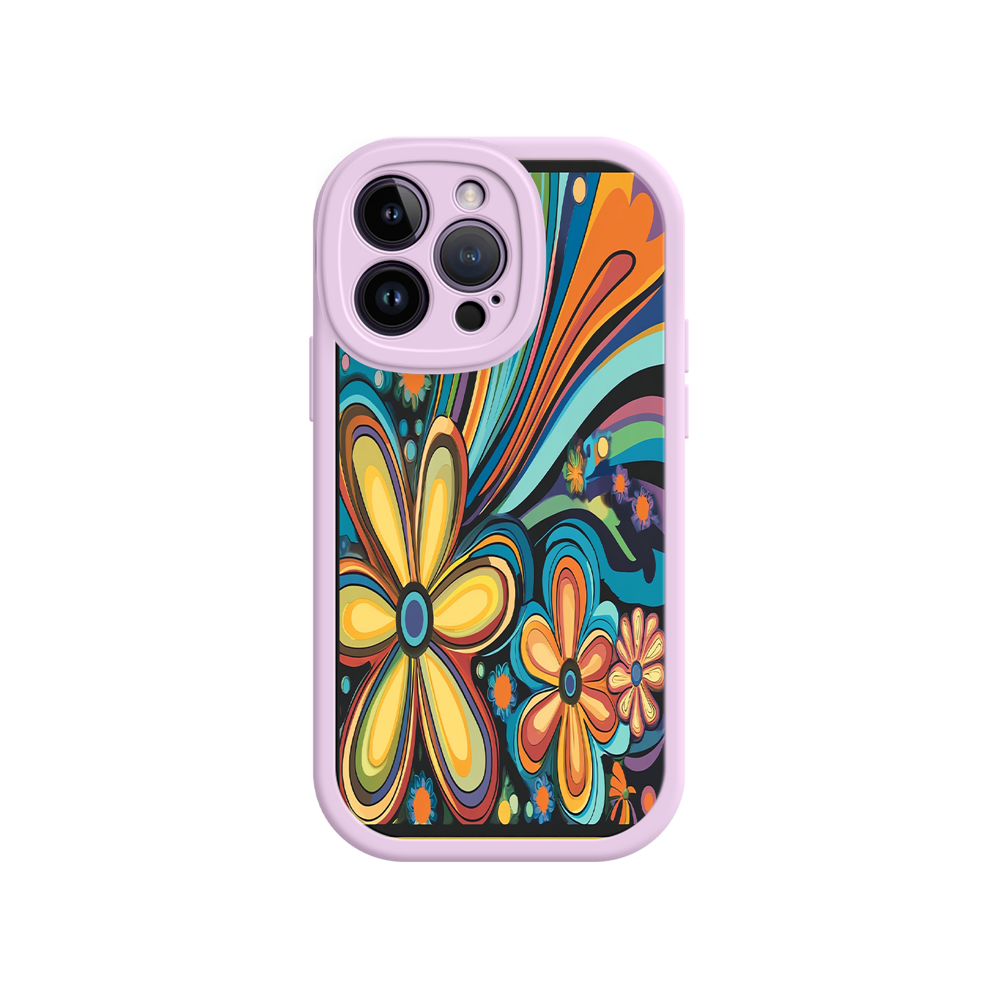 #MC0033 Factory Wholesale Psychedelic Floral iPhone 17 Case – Hippie Flower Power Design, 60s 70s Retro Vibes, Groovy Swirls