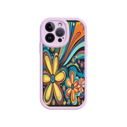 #MC0033 Factory Wholesale Psychedelic Floral iPhone 17 Case – Hippie Flower Power Design, 60s 70s Retro Vibes, Groovy Swirls