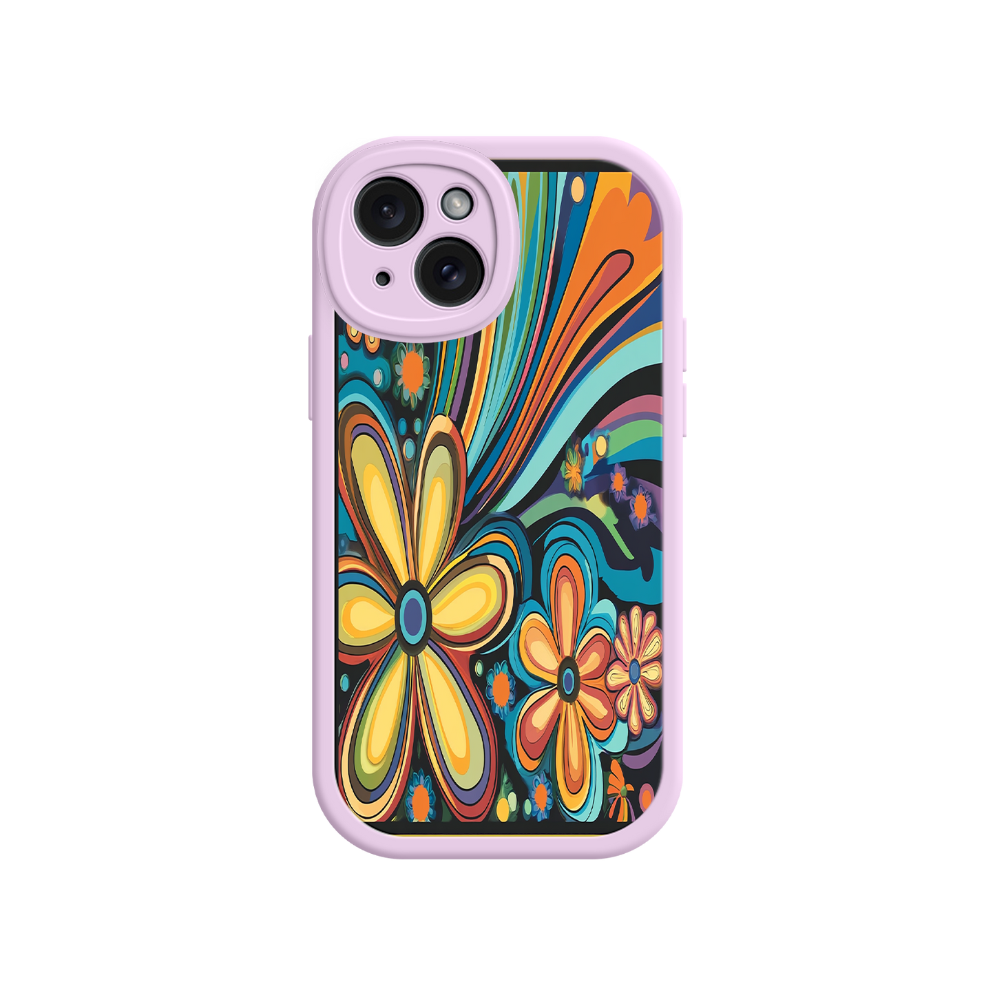 #MC0033 Factory Wholesale Psychedelic Floral iPhone 17 Case – Hippie Flower Power Design, 60s 70s Retro Vibes, Groovy Swirls